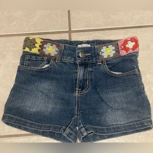 Children's Place VTG Blue Jean Shorts with Colorful Crochet Details Size 12‎